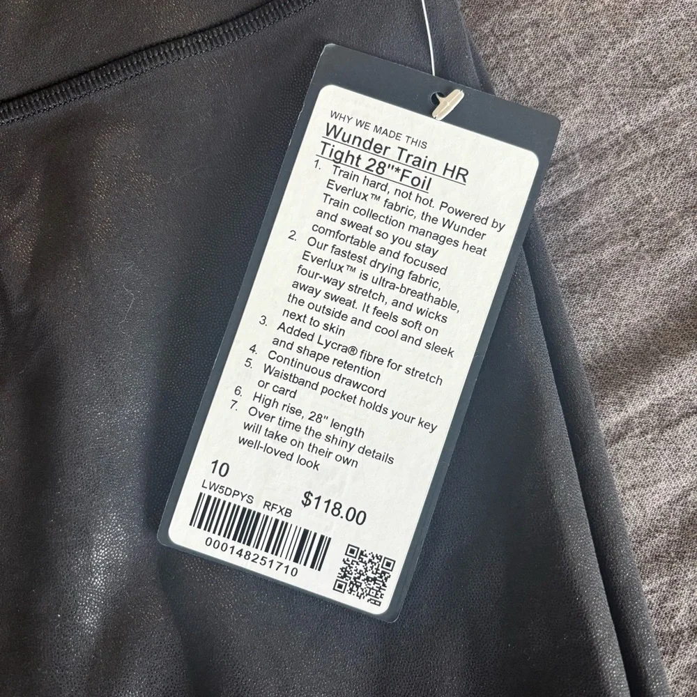 Lululemon WUNDER train HR tight 28” foil color RFXB black size 10 #367 - Picture 3 of 3